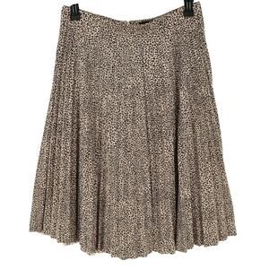 Ann Taylor Skirt Womens 10 Beige Pleated Animal Print Lined Back Zip Career